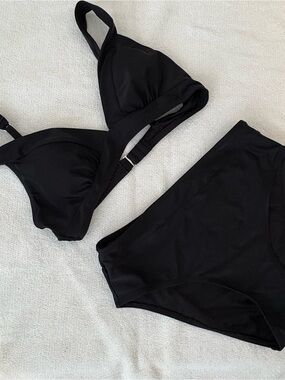Black High-Waist Bikini Set - Women Swim
